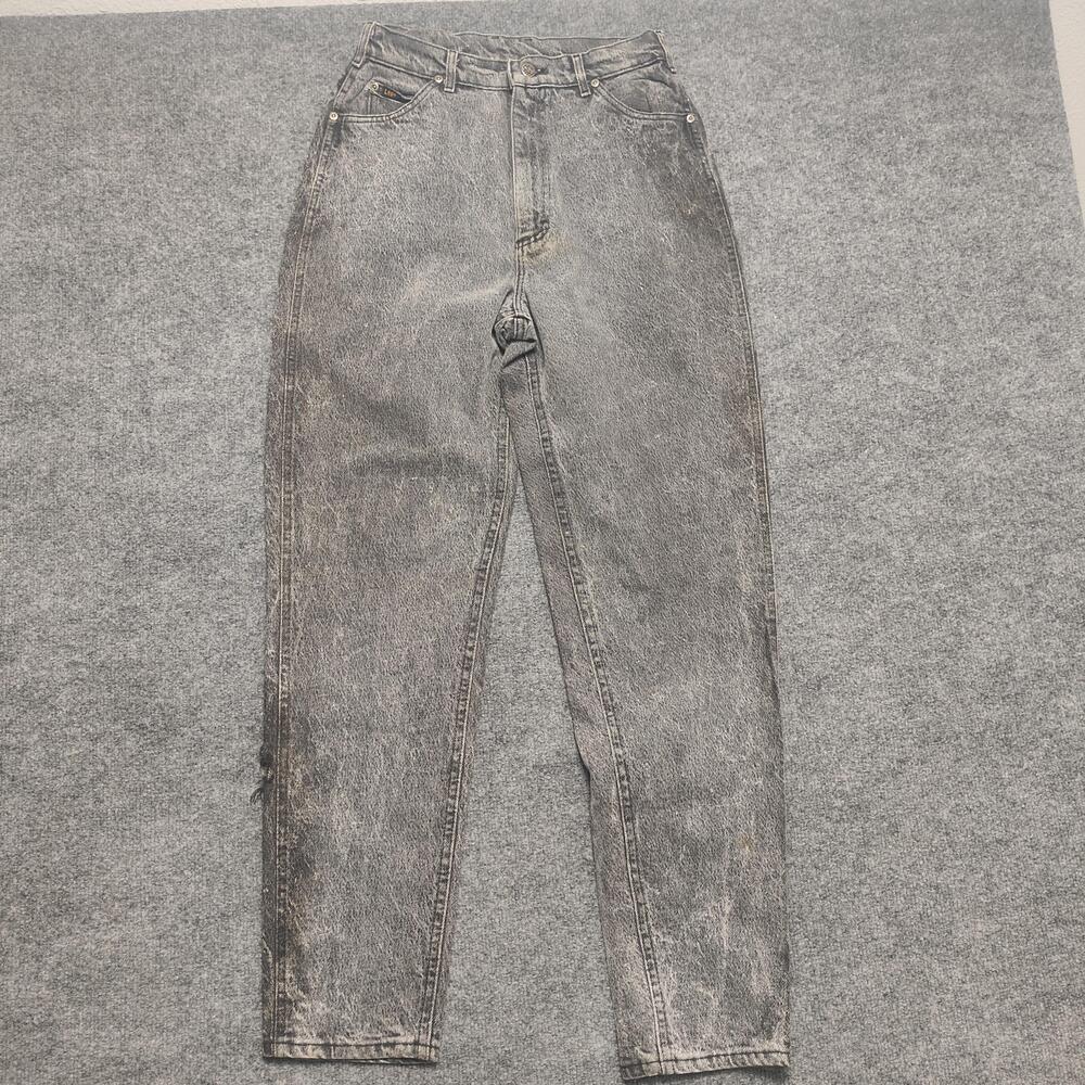 Vintage Lee Riders Jeans Womens 8 Gray Acid Wash High Rise Tapered Denim 90s